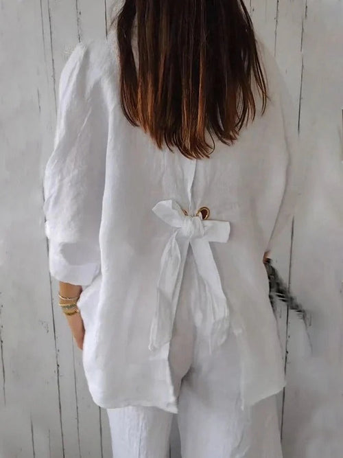 Aeloria - Lace-Up Loose Shirt