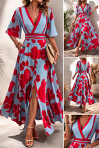 Noelle | Floral Spring Dress with V-Neck