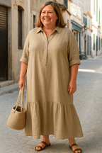 Maeve | Relaxed Half-Button Tummy Covering Dress