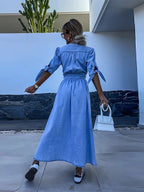 Clarina | Dress with Deep V-Neck and Slit