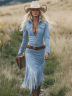 Valencia | Suede Dress with Fringes