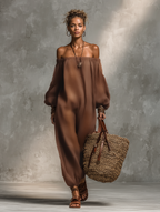 Women's Minimalist Strapless Long-sleeved Jumpsuit