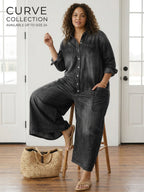 Diana | Vintage Washed Soft Cotton Denim Jumpsuit with Button Closure