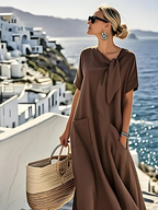 Janet | Elegant Loose Fit Summer Maxi Dress with Pockets