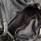 Elegant vintage leather black handbag