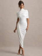 Taylor - Twisted Asymmetric Maxi Cape Dress